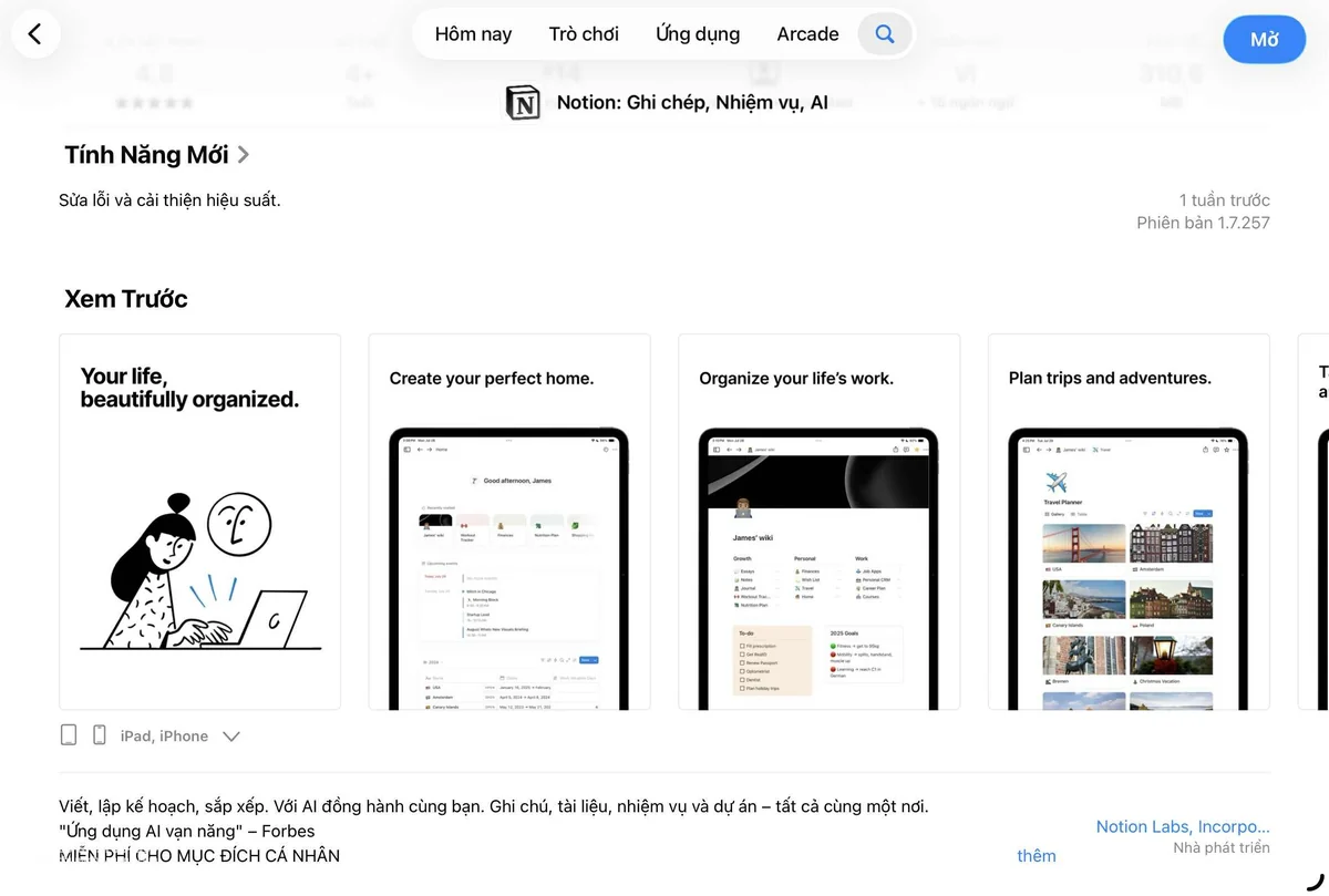 su dung notion tren ipad